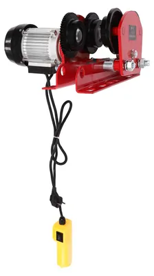 Imagen del producto de Grúa eléctrica roja - Potencia: 370 W - Voltaje: 220 V - Capacidad: 1 tonelada