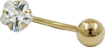 Obrázek produktu pro Piercing do pupíku banán 17x6mm květina kubická zirkonie 14Kt ZLATO