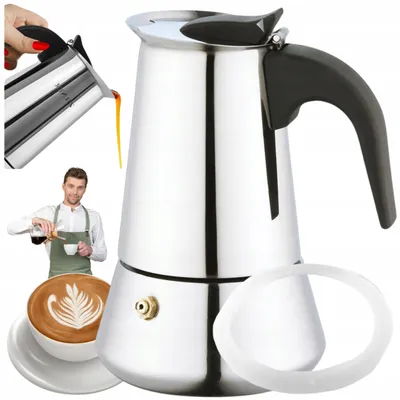 Produktbild von Kaffeekanne 450 ml Edelstahl 9-Tassen für Kaffee für Gas + Dichtung Zilner
