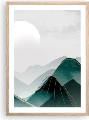 Produktbild von Gerahmtes Poster - Rahmen in heller Eiche - Abstraktion Berge Stück - 50x70 cm - Wand Bild - Wanddeko - Wandbilder - Kunstposter - Wandposter - Bilderrahmen - Bilder - Kunstdruck - P2NPA50x70-4911