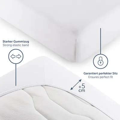 Produktbild von Blumtal Premium Spannbettlaken 90x200cm – Atmungsaktive Baumwolle in Weiß für Boxspringbetten