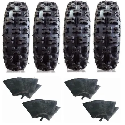 Produktbild von 4erSet Reifen 2x 4.10-6 Stollenprofil 80/55-6 und 2x 13x5.00-6 105/55-6 schwarz