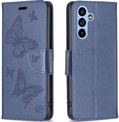 Produktbild von Mobigear Butterfly  Samsung Galaxy A54 Hülle Klapphülle Geldbörse - Blau