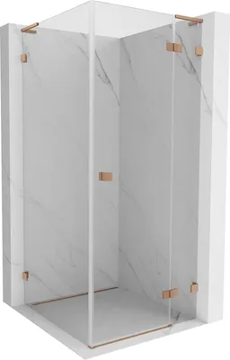 Produktbild von Mexen Lunar L Duschkabine schwenkbar rechts 80 x 80 cm, transparent, gebürstetes Kupfer - 834L-080-080-65-00-P
