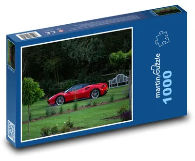 Zdjęcie produktu dla Puzzle 1000 Czerwony sportowy samochód w ogrodzie - martinpuzzle