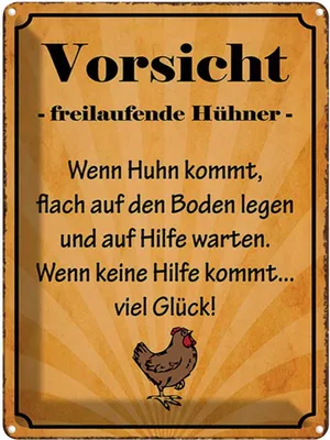 Produktbild von vianmo Blechschild 40x30 cm Vorsicht freilaufende Hühner Spruch Zitat