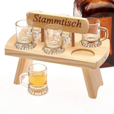 Image de Feuille de Borrel avec verres de Borrel en verre - Bois - Bois de hêtre - 1 pièce