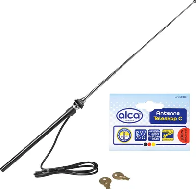 Produktbild von alca® Antenne Teleskop C - DAB Antenne Auto Zubehör für Golf 4, Mini Cooper - UKW/MW Bereiche, 1 m Länge, wasserdicht und einfache Montage, DIN Stecker, Universal