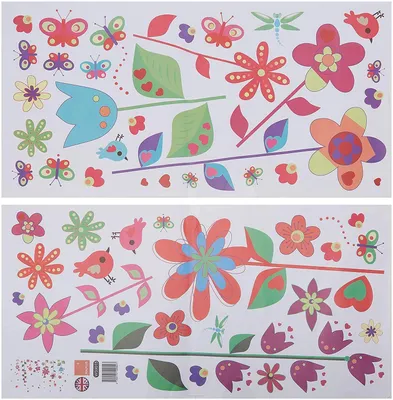 Immagine prodotto di Adesivo da parete Walplus, motivi colorati con fiori e farfalle, , 50 cm x 70 cm