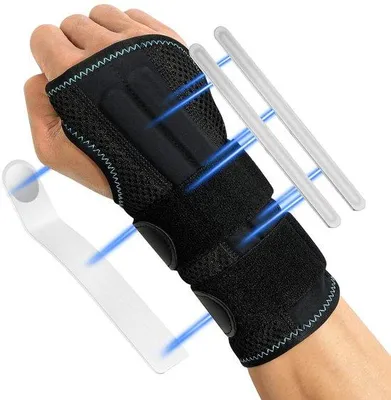 Imagen del producto de Soporte metálico para el antebrazo, con 3 barras de metal. Soporte para el antebrazo, estabilizador para hombres y mujeres, apto para la mano izquierda o derecha.
