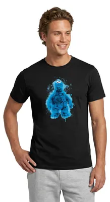 Produktbild von Spreadshirt Sesamstraße Krümelmonster Farbspritzer Männer T-Shirt, S, Schwarz