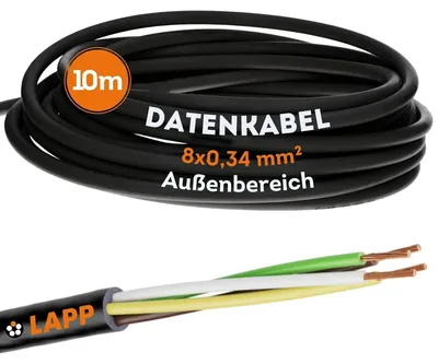 Produktbild von Lapp 10 Meter 1030243 LiYY PVC- Steuerleitung 8x0,34 mm² schwarz I LED Kabel 8 adrig I Datenleitung I Signalleitung I lötbares Kabel