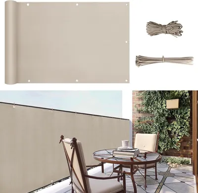 Produktbild von Sunula Balkon Sichtschutz PES Balkonverkleidung Blickdicht, Taupe, 75x600 cm