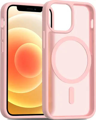 Image de Coque magnétique pour iPhone 11, compatible MagSafe, dos transparent mat, résistant aux chocs Rose