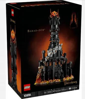 Productafbeelding van LEGO Icons: De Heer der Ringe - Barad-dûr, bouwset voor volwassenen met de minifiguren Sauron, Gothmog, een ork, Frodo, Sam en Gollum. Een herinneringsstuk aan de film, een verzamelobject voor fans. Artikelnummer: 10333