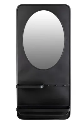 Produktbild von Wandspiegel Spiegel PASCAL L mit Ablagen und Haken Metall schwarz
