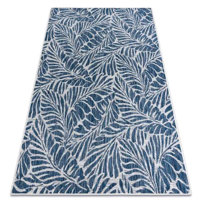 Zdjęcie produktu dla Dywan SZNURKOWY SIZAL SION Liście 22151 płaskie tkanie ecru / granat niebieski 140x190 cm