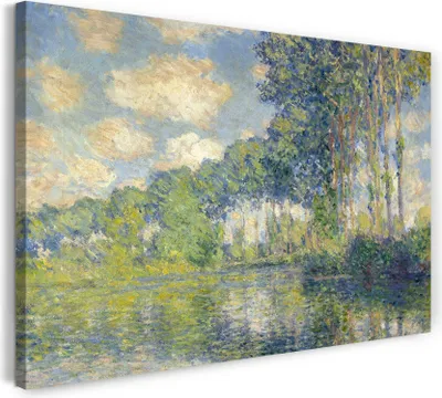 Produktbild von Leinwandbild (80x60cm): Claude Monet - Pappeln an der Epte I, echter Holz-Keilrahmen inkl. Aufhänger, handgefertigt in Deutschland