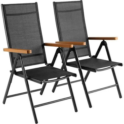 Immagine prodotto di Set di 2 sedie da giardino in alluminio A-026, fino a 120 kg, nere
