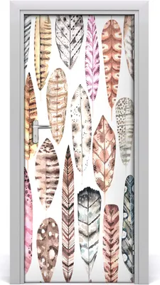 Produktbild von Tulup Türaufkleber 85x205 cm Dekorative Aufkleber Selbstklebend Wasserdichte Tapete Abnehmbar Schlafzimmer Wohnzimmer Wohnkultur - farbige Federn
