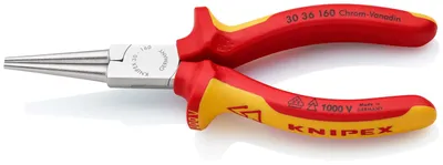 Produktbild von Knipex 30 36 160, Spitzzange, 2,5 mm, 4,1 cm, Stahl, Rot, Gelb, 160 mm