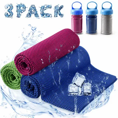 Produktbild von 3 Stück Sporthandtuch Cooling Towel, 100 x 30 cm, schnelltrocknend & sofort kühlend, Mikrofaser Kühlhandtuch für Fitness, Laufen, Training, Outdoor