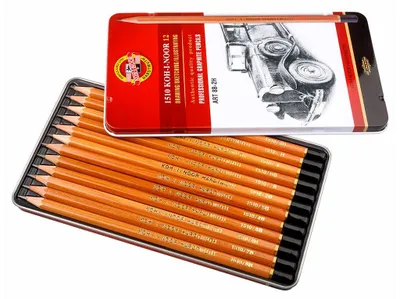 Produktbild von Graphitstifte 12er Set  "ART - Natur Gradation 8B - 2H"   im Metalletui