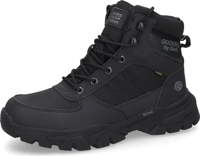 A black Dockers men's boot is shown against a white background.