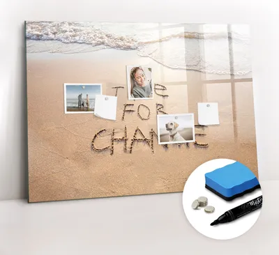 Produktbild von Magnetpinnwand Memoboard - Zubehörsatz - Schwarzer Marker + Schwamm + Magnete - 100 x 70 cm - Strandzitat