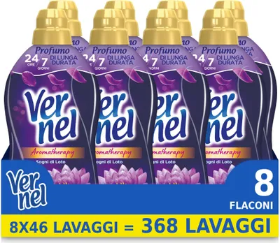 Produktbild von Vernel Aromatherapy Sogni di Loto, Weichspülerkonzentrat, Duftgefühl wie frisch gewaschen, 8 x 46 Waschgänge, insgesamt 368 Wäschen