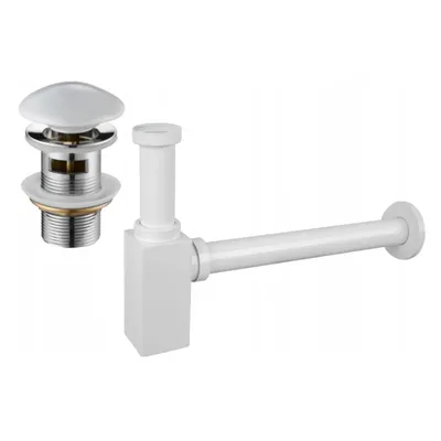 Image de Siphon de lavabo avec vidage céramique click-clack avec trop-plein, blanc (7992060-25)