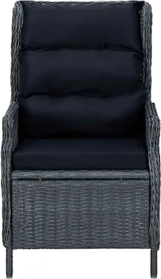 Produktbild von vidaXL Verstellbarer Gartensessel mit Auflagen Poly Rattan Dunkelgrau