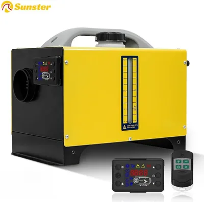 Image de Chauffage diesel à air - Chauffage autonome tout-en-un - 8 kW - 12 V/24 V - Écran LCD + télécommande - Réservoir de 5 l - Pour voiture et camping-car - Orange