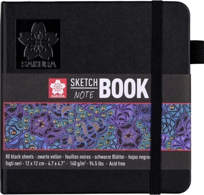 Produktbild von Sakura - Skizzenbuch 80 schwarze Blätter 140gr 120x120mm schwarz | 5 Stück