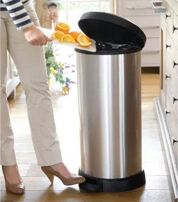 Produktbild von Curver Tretmülleimer Deco D-Form 40L Silbern