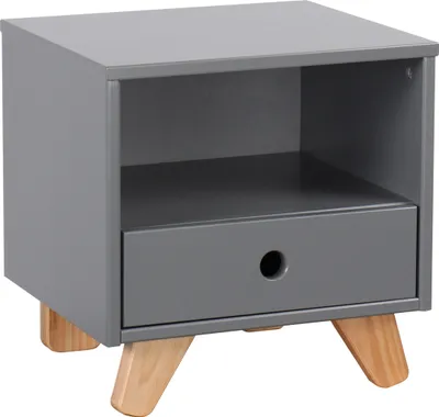 Produktbild von Möbilia Nachttisch | 1 Schublade, 1 offenes Fach | MDF, Pinie | B 40 x T 35 x H 40 cm | grau-natur | 12020029 | Serie KOMMODE