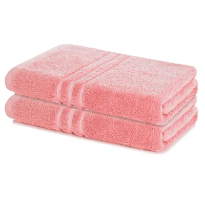 Produktbild von Lavea® 2er Set Duschtuch 70x140, Doppelpack, 100% Baumwolle Frottee, saugstark, weich und strapazierfähig, waschbar 60°C, trocknergeeignet, Handtuch, Handtücher, Duschtücher, Pastellrosa