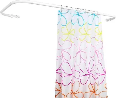 Produktbild von Famanu L-förmige Duschvorhangstange Edelstahl 304, verstellbar 122-190 cm, mit Ringen