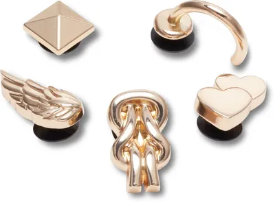Productafbeelding van Crocs uni-schoenen, Jibbitz-bedeltjes, gouden set met meerdere designs, "Gold Gurl", 5 stuks