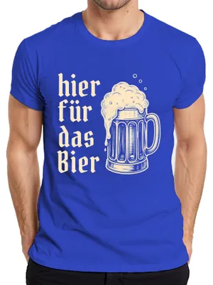 Produktbild von Hier für das Bier Bierkrug Party Saufen Lederhose JGA Herren T-Shirt, Blau, S