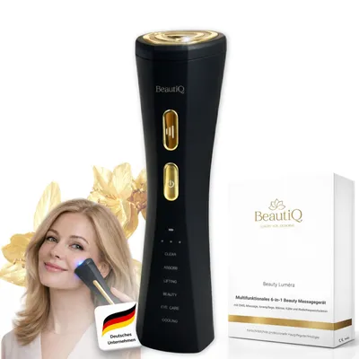 Produktbild von Gesichtsmassagegerät Lumèra - 6 Funktionen in 1 Gerät gegen alternde Haut, EMS & Radiofrequenz, Anti-Aging, Echtgoldaufsatz für Wärme-/Kälteleitung