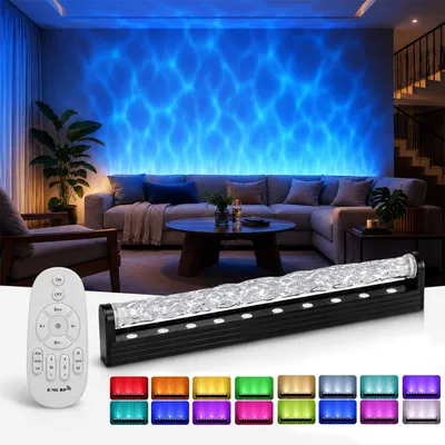 Produktbild von Wasserwellen LED Lampe 83cm Dynamische Lichtdekoration App + Fernbedienung Steuerung Stimmungslicht für Wohnzimmer Deko