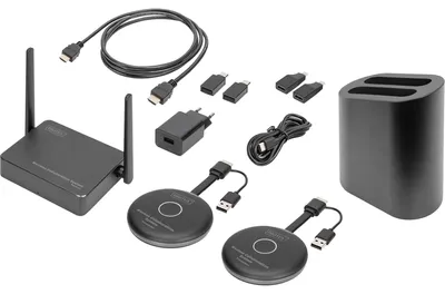 Produktbild von Digitus Click & Present Pro - Wireless Collaboration System, Desktop, Schwarz, Grau, Acrylnitril-Butadien-Styrol (ABS), Aluminium, 3840 x 2160 Pixel, 802.11b, 802.11g, Wi-Fi 4 (802.11n), Wi-Fi 5 (802.11ac), Wi-Fi 5 (802.11ac)