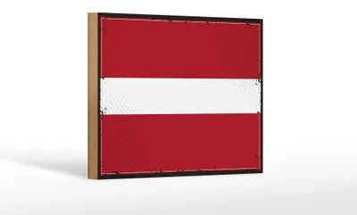 Produktbild von Holzschild Flagge Lettlands 18x12 cm Retro Flag of Latvia Dekoration