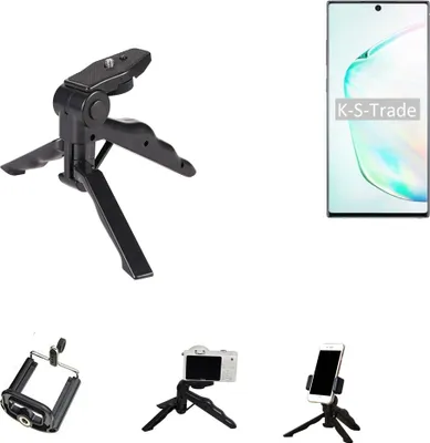 Produktbild von K-S-Trade Stativ Tisch-Ständer Dreibein Handy-Stativ Ständer kompatibel mit Samsung Galaxy Note 10+ 5G Mini-Stativ Smartphone Tripod Handy-Stativ