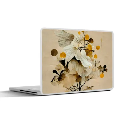 Produktbild von MuchoWow® Laptop Aufkleber Sticker Cover Blumen - Pflanzen - Gold - Vintage 31x22.5 cm - Laptop-Deko
