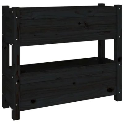 Produktbild von vidaXL Pflanzkübel Schwarz 77x25x66 cm Massivholz Kiefer