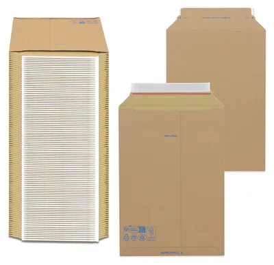 Produktbild von Oputec 100x Versandtasche VT71 A3+ 290x410mm Wellpappe Karton selbstklebend mit Aufreißfaden Versandtaschen