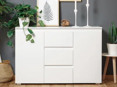 Produktbild von Kommode Beistellschrank Sideboard Anrichte Standschrank Schrank "Ravenna III" Weiß matt