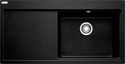 Produktbild von FRANKE Spüle MYTHOS MTG 611 in ONYX mit Becken rechts und Druckknopfventil / Ausschnittmaß 980 x 495 mm / Einbauspüle / Granitspüle